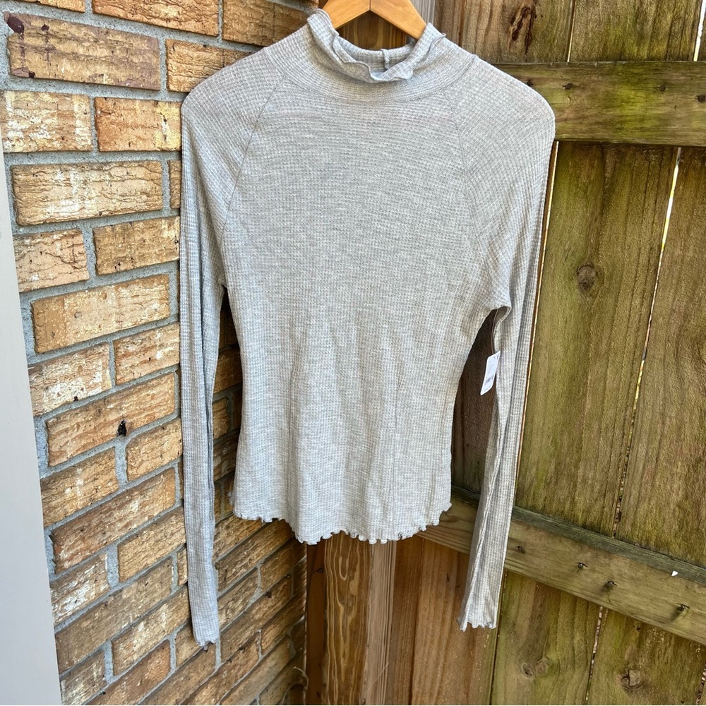 NWT Free People Make It Easy Thermal Long Sleeve Grey